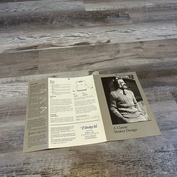 Vintage P. Straker Geoffrey Pullover Knitting Pattern Booklet Cable Sweater - Picture 3 of 3